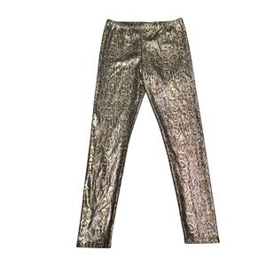 MNG by Mango Snake Print Metallic Leggings Y2K Statement Pants Size Small NWOT